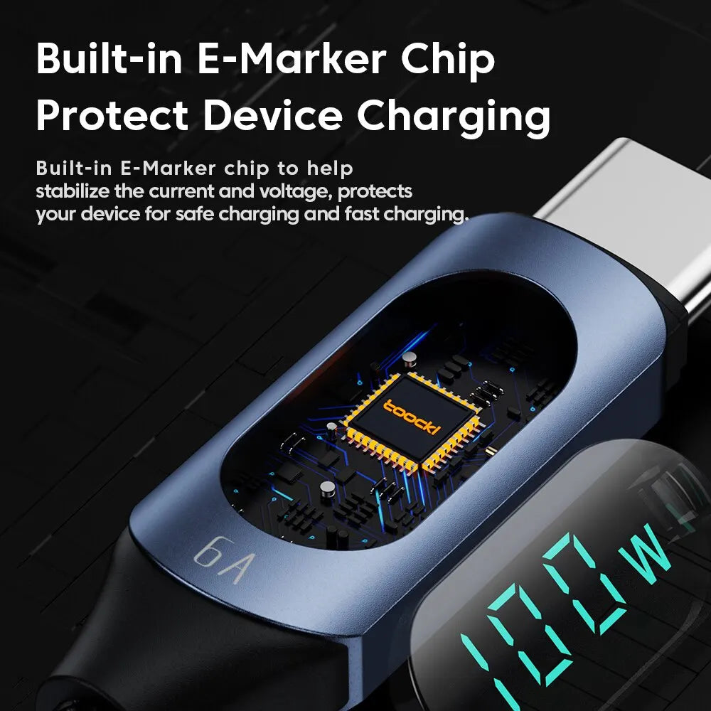 100W USB-C to USB-C Fast Charging Cable with LED Display