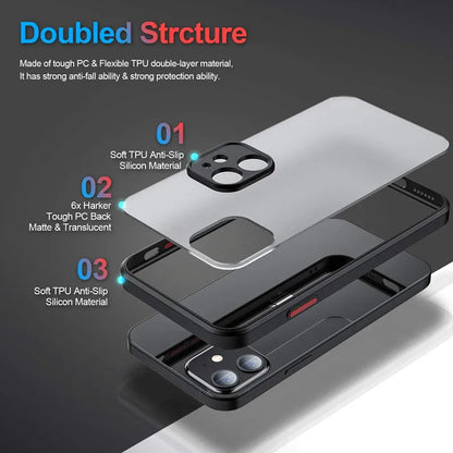 Armor Bumper Shockproof Phone Case For iPhone 15 11 12 13 Mini 14 Pro XR X Xs Max 7 8 Plus SE 2020 Silicone Hard Cover