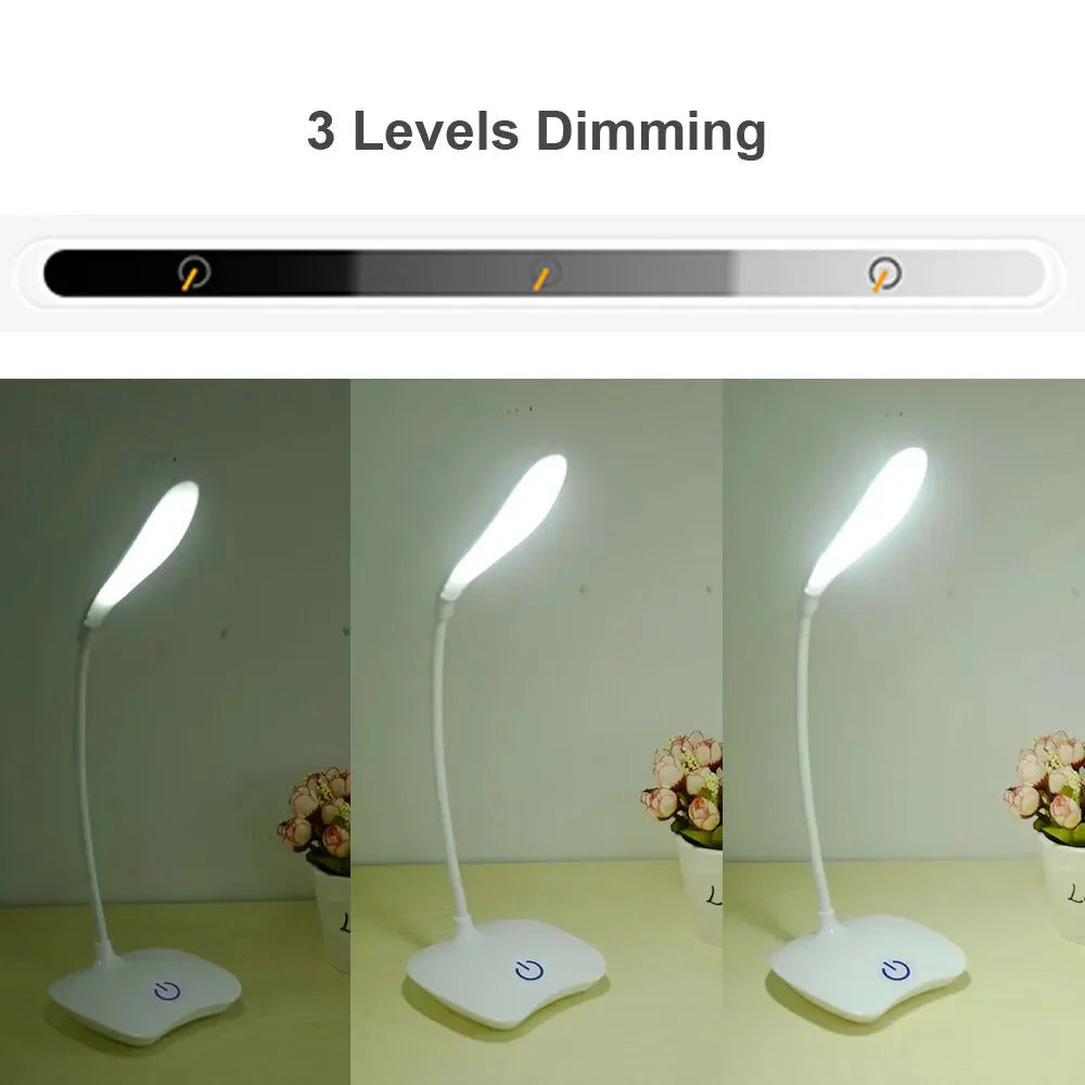 LED Desk Lamp – USB Rechargeable Eye-Care Night Light for Study & Bedside