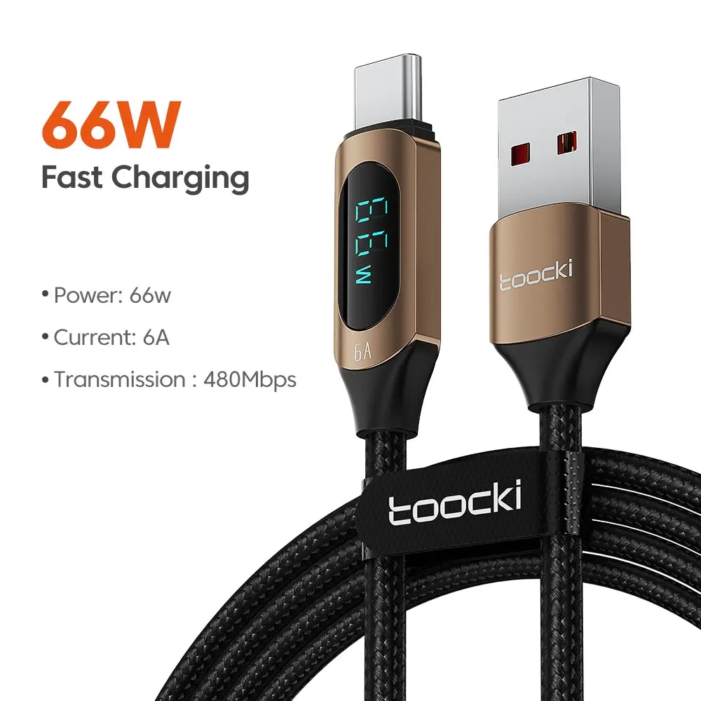 100W USB-C to USB-C Fast Charging Cable with LED Display