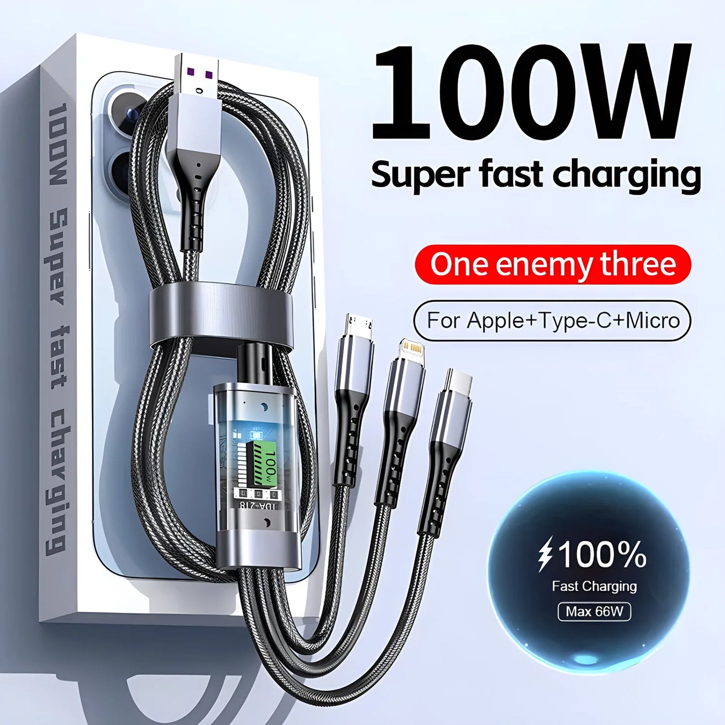 100W LED Smart Charging Cable