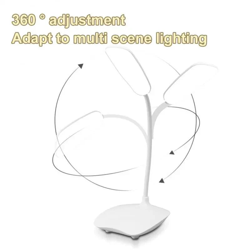 LED Desk Lamp – USB Rechargeable Eye-Care Night Light for Study & Bedside