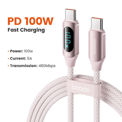 100W USB-C to USB-C Fast Charging Cable with LED Display