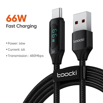 100W USB-C to USB-C Fast Charging Cable with LED Display