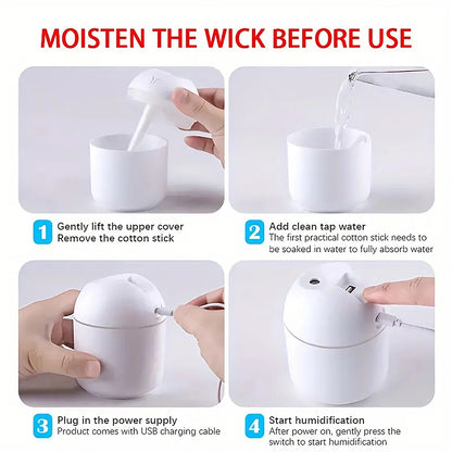 Portable 250ml USB Air Humidifier Mini Mist Spray Aroma Essential Oil Diffuser for Car, Office & Bedroom