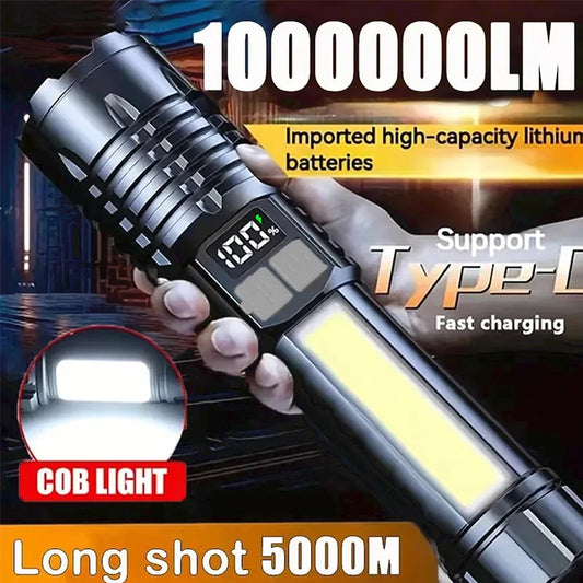 30W USB-C Rechargeable LED Flashlight for Outdoor Camping & Hiking