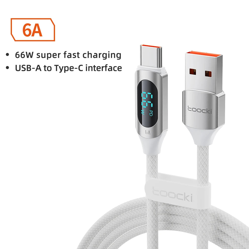 100W USB-C to USB-C Fast Charging Cable with LED Display