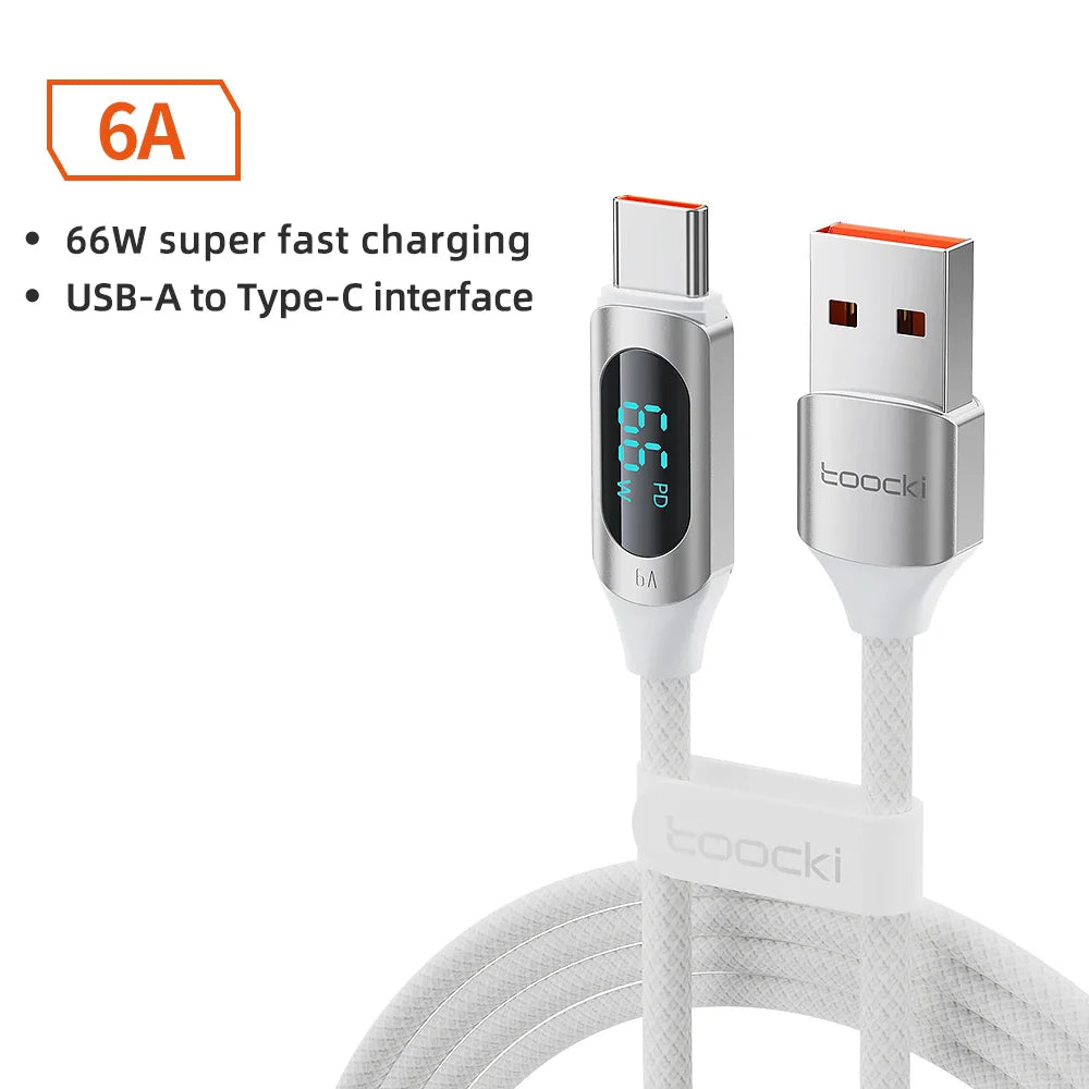 100W USB-C to USB-C Fast Charging Cable with LED Display