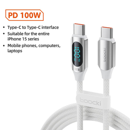 100W USB-C to USB-C Fast Charging Cable with LED Display