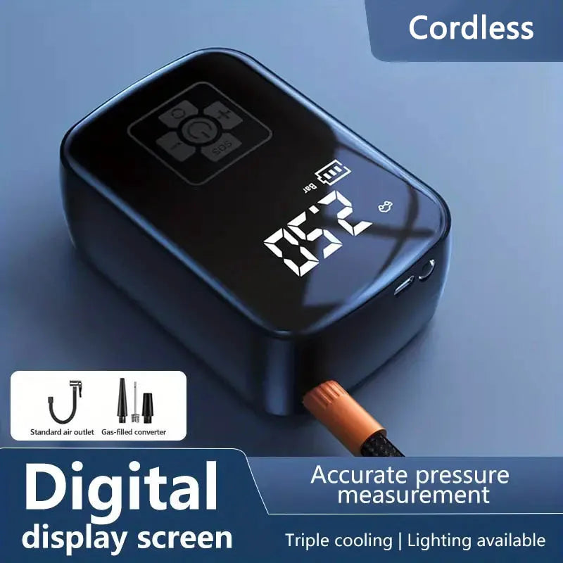Portable Digital Tire Inflator 150 PSI – Cordless Mini Air Compressor for Car, Motorcycle & Bicycle