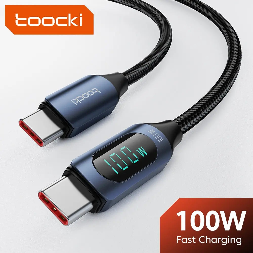 100W USB-C to USB-C Fast Charging Cable with LED Display