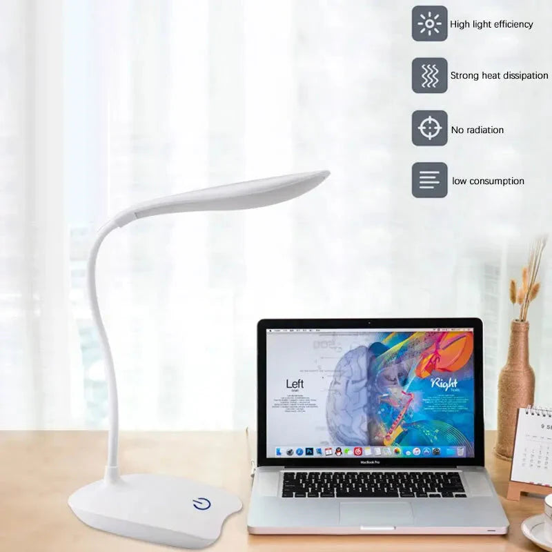 LED Desk Lamp – USB Rechargeable Eye-Care Night Light for Study & Bedside