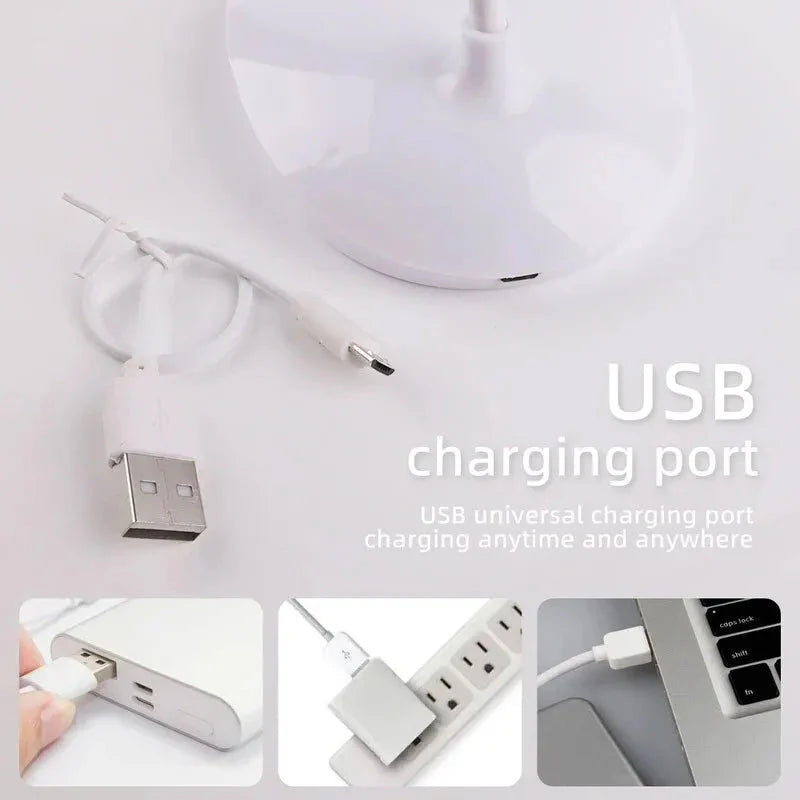 LED Desk Lamp – USB Rechargeable Eye-Care Night Light for Study & Bedside