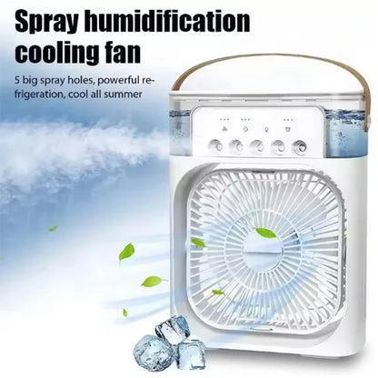 3-in-1 USB Mini Air Conditioner Fan with Humidifier, Water Mist & Night Light for Home and Office