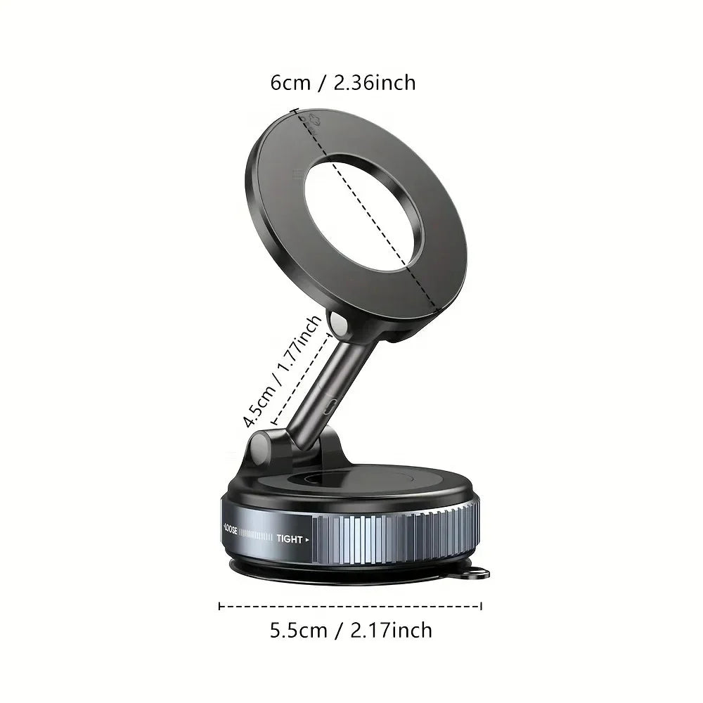 Magnetic Vacuum Suction Car Phone Holder – Foldable 360° Rotating Mount