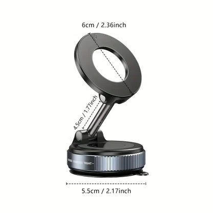 Magnetic Vacuum Suction Car Phone Holder – Foldable 360° Rotating Mount