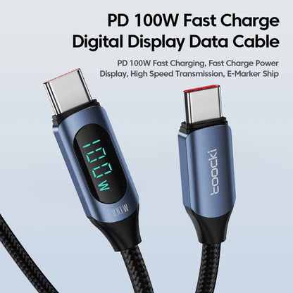 100W USB-C to USB-C Fast Charging Cable with LED Display