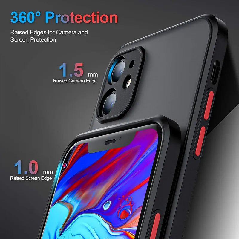 Armor Bumper Shockproof Phone Case For iPhone 15 11 12 13 Mini 14 Pro XR X Xs Max 7 8 Plus SE 2020 Silicone Hard Cover