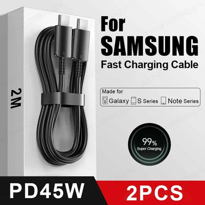 45W PD USB-C to USB-C Fast Charging Cable for Samsung Galaxy S23/S22/S21/S20 & USB-C Devices