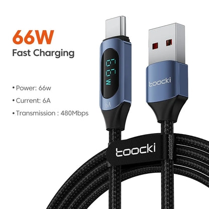 100W USB-C to USB-C Fast Charging Cable with LED Display