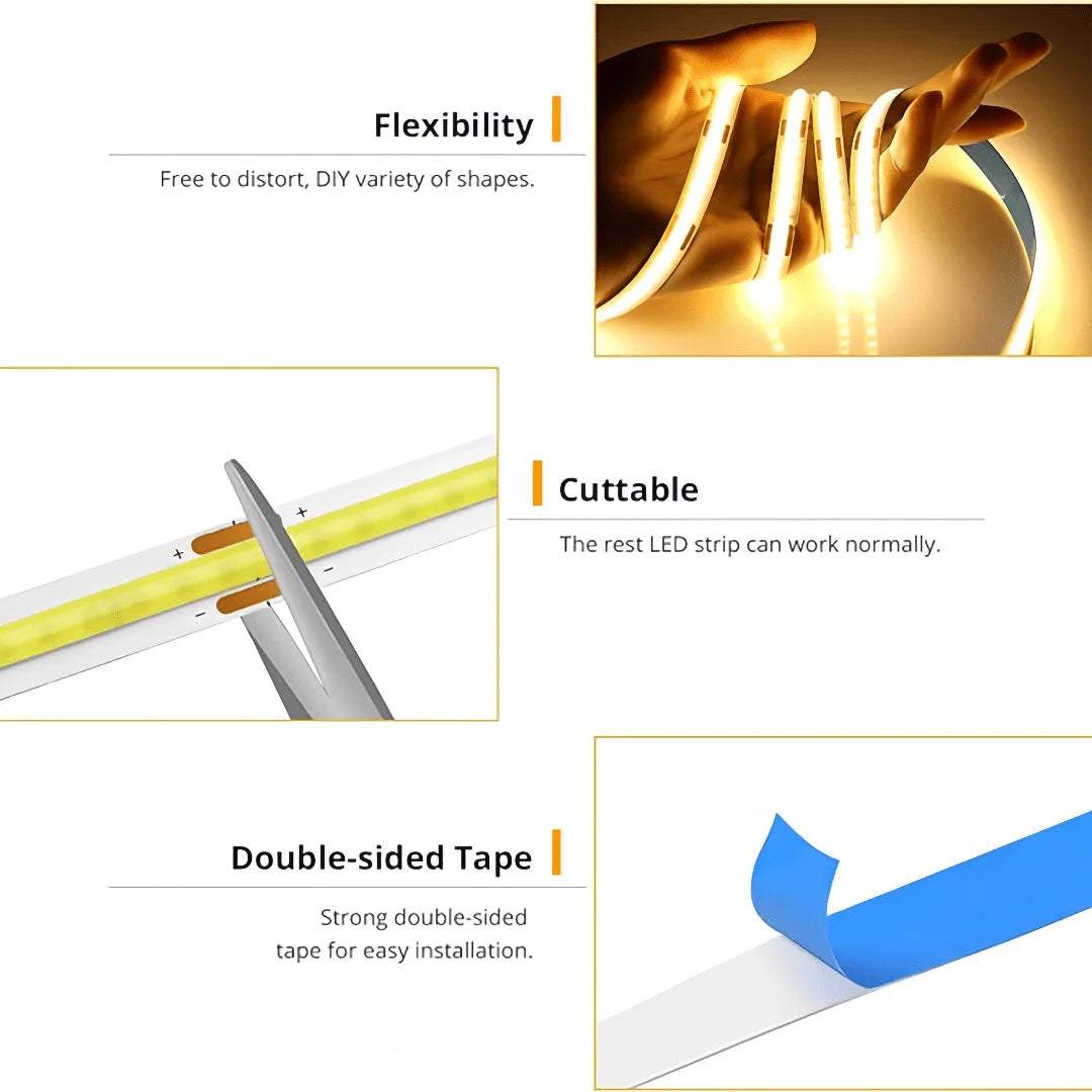 USB COB LED Strip Light with Touch Dimmer