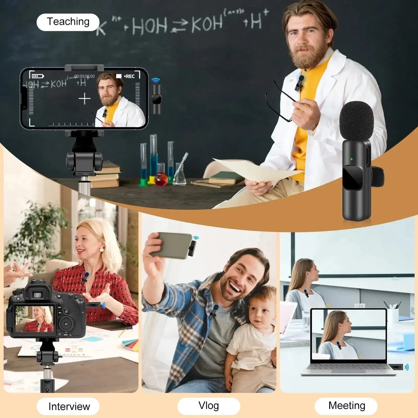 Wireless Clip-On Lavalier Microphone for iPhone & Android